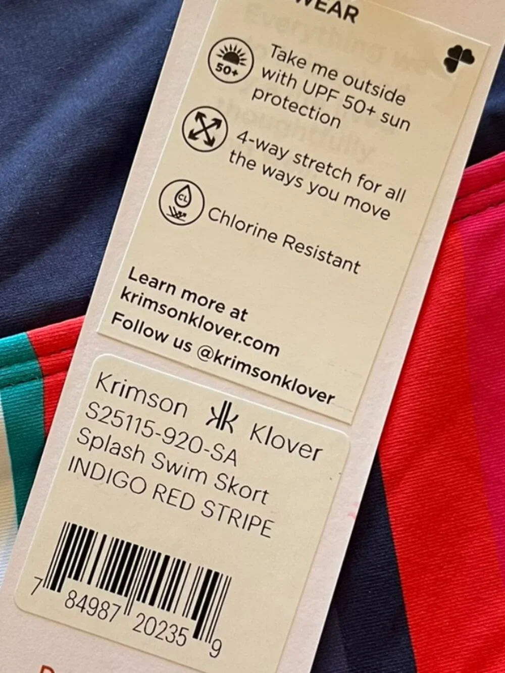 Krimson & Klover Woman's Striped Splash Summer Beach Swim Skort Sz Sm